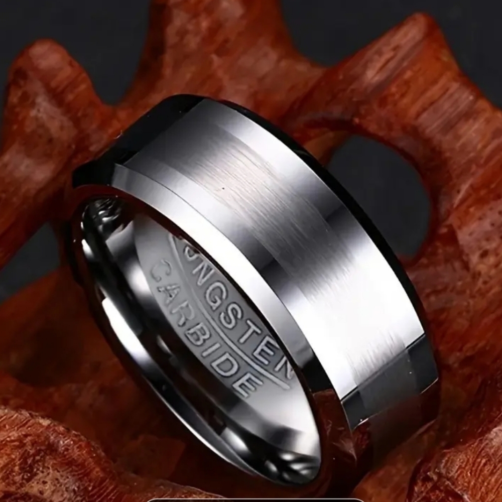 Tungsten Carbide Silver Matte Finish Ring Men Engagement Wedding Band